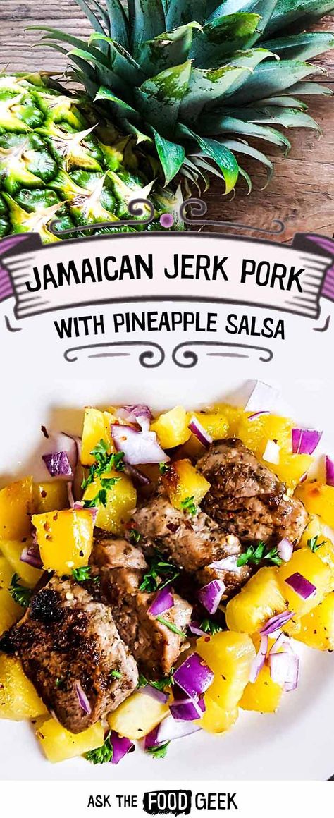 Jamaican Jerk Pork, Pork With Pineapple, Jerk Pork, Carribean Food, Jamaican Cuisine, Jamaican Dishes, Jamaican Jerk, Pork Dinner, Pineapple Salsa