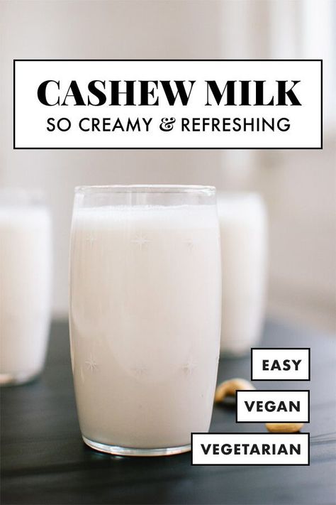 Cashew milk is SO CREAMY and EASY to make! No straining required and no waste! It’s the best non-dairy milk. #cashewmilk #nondairymilk #veganmilk #nutmilk #cookieandkate Cashew Milk Recipe, Homemade Cashew Milk, Homemade Milk, Homemade Nut Milk, Non Dairy Milk, Homemade Almond Milk, Non-dairy Milk, Vegan Milk, Cashew Milk