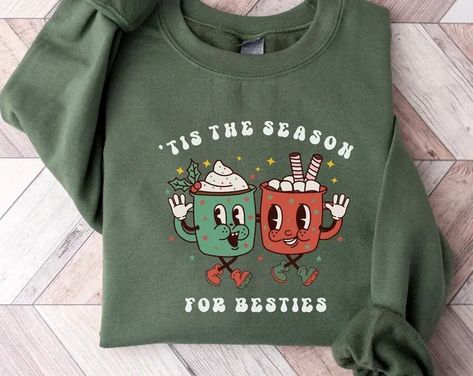 Best Friend Christmas Shirt Ideas, Best Friend Christmas Shirts, Best Friend Holiday, Christmas Crafts To Make And Sell, Friend Holiday, Christmas Shirts For Women, Craft Christmas Gifts, Best Friend Christmas, Retro Christmas Shirt