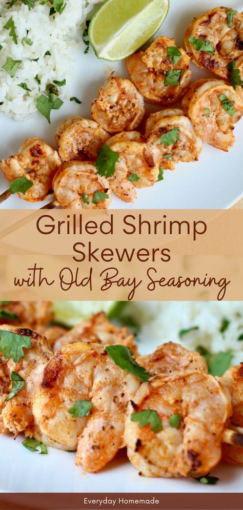 Fire up your grill this summer with this easy Grilled Shrimp Skewers recipe! Marinated in a flavorful blend of Old Bay seasoning and butter, these skewers are perfect for tacos, salads, or standalone dinners. Quick, easy, and healthy, they're a delicious way to enjoy the season's flavors. Try them tonight! Summer Meal Prep, Summer Shrimp Recipes, Healthy Summer Dinner, Summer Shrimp, Shrimp Skewer Recipes, 4th Of July Food, Grilled Shrimp Skewers, Fourth Of July Party, Homemade Dinner Recipes