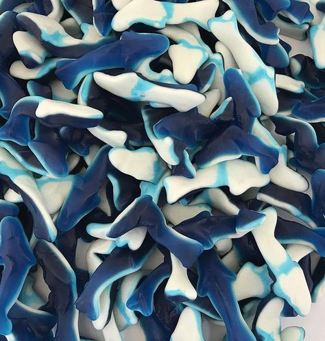 Shark Candy, Gummy Sharks, Chocolate Candies, Candy Necklaces, Blue Food, Food Wallpaper, One Pound, Blue Raspberry, I Want To Eat