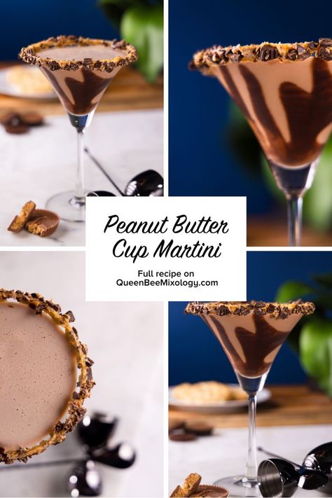 Peanut butter martini, chocolate martini, peanut butter cup drink recipe Peanut Butter Cup Martini Recipe, Sweet Martini Recipes, Peanut Butter Cup Martini, Sweet Martini, Chocolate Martini Recipe, Chocolate Martini, Cocktails To Try, Martini Recipe, Peanut Butter And Chocolate