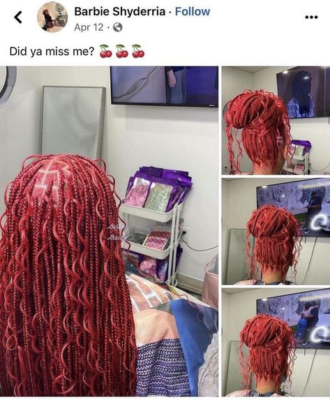 Hairstyles With Red Hair, Red Bohemian Knotless Braids, Red Braids For Black Women, Red Boho Braids, Box Braids Red, Hairstyles Braids Short, Red Knotless Braids, Red Knotless, Braids Red