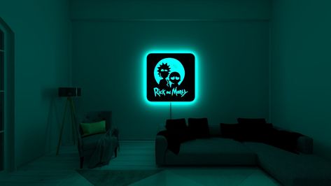 Product Recommendation, Rick And, Led Wall Decor, Rgb Led Lights, Decoration Piece, Wooden Wall Decor, Led Sign, Led Signs, Rick And Morty