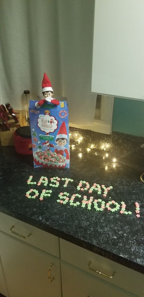 Elf 4 Days Until Christmas, Elf On The Shelf School Morning, Elf On The Shelf 8 Days Till Christmas, 4 Days Till Christmas Elf, Elf On The Shelf 6 Days Left, Elf On The Shelf Last Day Of School Ideas, Last Day Of School Elf Ideas, Last Day Before Christmas Break, Last Day Elf Ideas