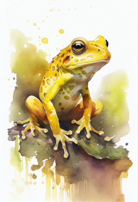 Andrew Simpson | WATERCOLOR | Yellow Frog Frog Portrait, Frosch Illustration, Magic Runes, Life Artwork, Watercolor Paintings Of Animals, Non Human, Learn Watercolor Painting, Animal Illustration Art, Wildlife Artwork