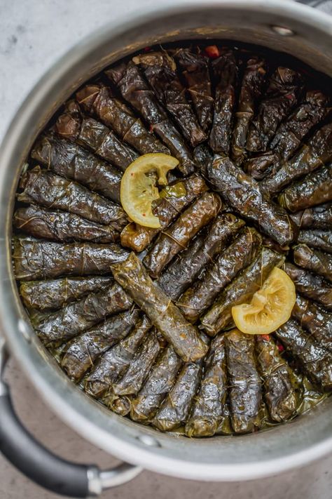 Stuffed Grape Leaves. These Vegetarian Stuffed Grape Leaves are a Mediterranean classic recipe made with short grain rice, parsley, tomatoes and onions - my favorite appetizer! | Easy Appetizers | Healthy Appetizers | Healthy Snacks | #appetizers #healthyrecipes #vegetarian #feelgoodfoodie Healthy Appetizers Easy, Syrian Food, Stuffed Grape Leaves, Vegetarian Nutrition, Hotels In Paris, Vegetarian Appetizers, Lebanese Recipes, Favorite Appetizers, Healthy Appetizers