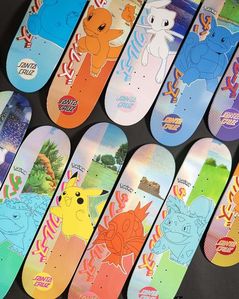 Pokemon Skateboard Deck, Pokemon Skateboard, Skateboard Decks Design, Skate Deck Art, Pokemon Deck, Custom Skateboard Decks, Skateboard Photos, Skate Boards, Deck Shapes