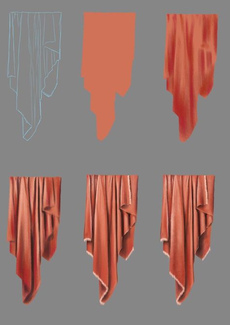 Fabric Digital Art Tutorial, Drapery Drawing, Fabric Drawing, Concept Art Tutorial, Digital Painting Techniques, Texture Drawing, Painting Art Lesson, Digital Painting Tutorials, Art Instructions