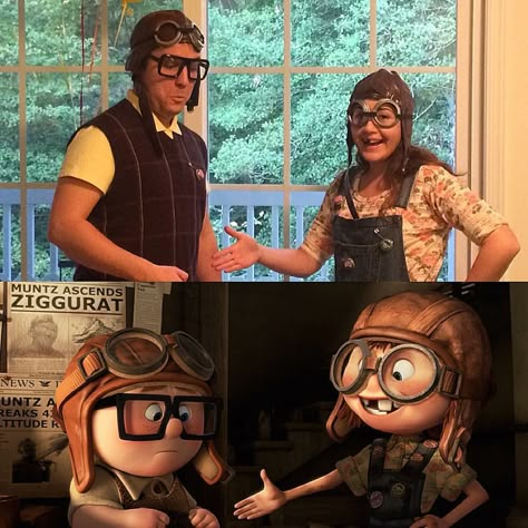 Dug From Up Costume Diy, Old Couple From Up Costumes, Ellie From Up Costume, Up Couple Costume Carl And Ellie, Up Couple Costume, Up Movie Costume, Carl And Ellie Costume, Up Costume Ideas, Disfraz Up