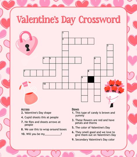 Valentines Day Crossword Puzzle Crossword For Boyfriend, Valentines Templates Printables, Valentines Crossword, San Valentin Ideas Regalos Novio, Ideas De San Valentin, Valentines Day Templates, Ideas San Valentin, Love Day Valentines, Valentines Template