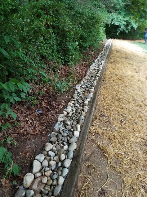 French Drains - Drainage & Erosion Solutions Stone Drainage Channel, Hillside Drainage Erosion Control, Driveway Drainage Solutions, Drainage Solutions Landscaping, Corner Patio, Foundation Drainage, Drainage Ideas, French Drain Installation, Slope Landscape