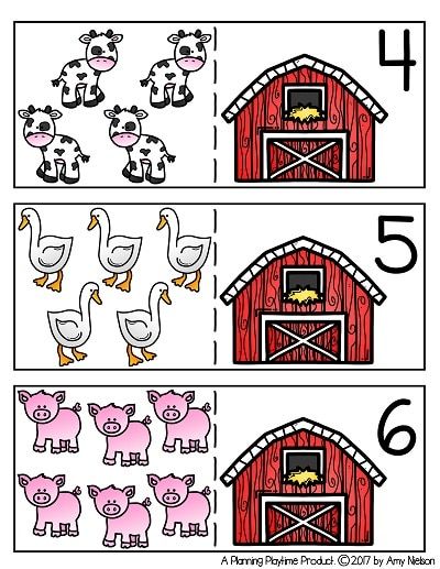 Farm Animals Counting Puzzle for Preschool Farm Animal Counting Preschool, Farm Counting Activities Preschool, Farm Animal Counting, Farm Animals Puzzle, Puzzle For Preschool, Counting Preschool, Farm Math, Farm Activities Preschool, Centers For Preschool