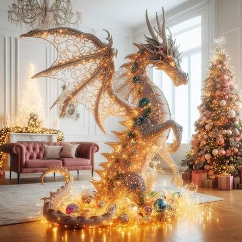 MAGICKAL DRAGONS | This may he AI but I neeeeed one Christmas Tree Stands, Dragon Christmas, Fruit Christmas Tree, Fireworks Art, Enter The Dragon, Tree Stands, Christmas Tree Cookies, Beautiful Dragon, Dragon Figurines