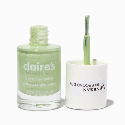 Vegan 90 Second Dry Nail Polish - Jadeful#Nail #nailcolor #nailpolish Claire's Nails, Pet Poems, Dog Poems, Nail Polish Gift, Top Coat Nail Polish, Cute Nail Polish, Nail Dust Collector, Animal Based, Green Polish