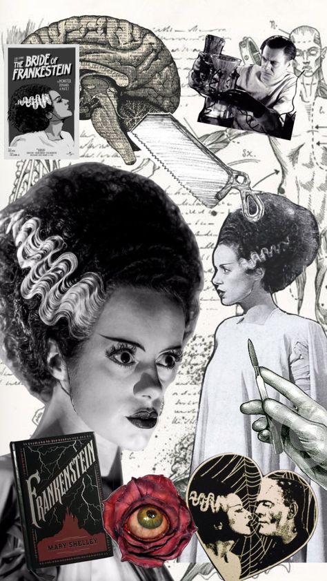 Bride Of Frankenstein Wallpaper, Frankenstein Wallpaper Iphone, Frankenstein Aesthetic Wallpaper, Leslie Aesthetic, Lisa Frankenstein Aesthetic, Frankenstein Poster Art, The Bride Of Frankenstein Poster, 1930s Horror, Frankenstein Aesthetic