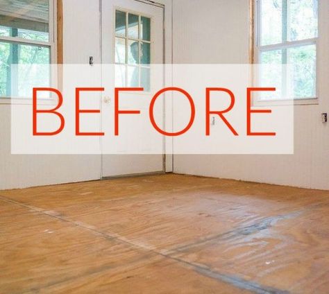 When she told us she spent just 3 hours on this floor makeover we weren’t expecting the gorgeous result: Budget Flooring Ideas, Installing Laminate Flooring, Floor Makeover, Diy Blanket Ladder, Plywood Flooring, Painted Floor, Linoleum Flooring, Diy Flooring, Décor Diy