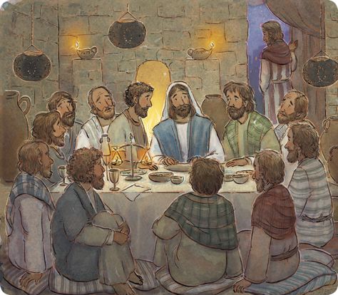 Jesus Taught about the Sacrament Church Mural, Jesus Last Supper, Jesus Drawings, Jesus Teachings, Primary Ideas, Bible Images, Bible Illustrations, Jesus Christ Art, The Last Supper