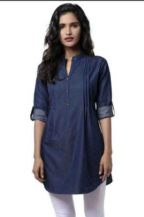 Check out this item in my Etsy shop https://www.etsy.com/in-en/listing/1141879930/indian-womens-denim-kurti-tunic-denim Denim Kurti Designs, Denim Kurti, Mens Kurta, Indian Kurta, Ethnic Looks, Womens Denim, Dresses Indian, Cotton Blend Fabric, Embellished Top