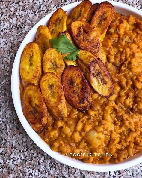 Nigerian Beans, Nigerian Beans And Plantain, Ugandan Rice And Beans, Gari And Beans Ghana, Ewa Agoyin Nigerian Food, Nigerian Food, Chana Masala, Honey, Ethnic Recipes