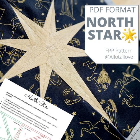 North Star Quilt, Rose Quilt, Paper Pieced Quilt, Star Of Bethlehem, Star Quilt Blocks, Star Quilt Patterns, Quilt Block Pattern, Bright Star, Paper Piecing Quilts