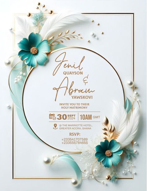 Wedding Iv Card Design, Marriage Cards Design, Wedding Invitation Card Design Templates, Pizza Creative, Graphical Poster, Blue Gold Wedding Invitation, Creative Wedding Invitations Design, Luxury Wedding Invitations Design, Invitation Border