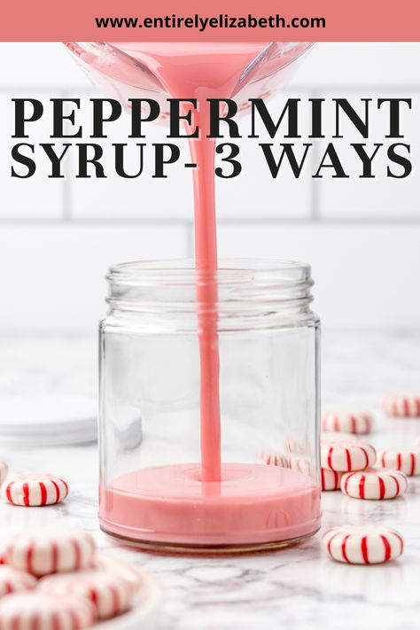 Recipes With Peppermint Extract, How To Make Peppermint Syrup, How To Make Peppermint Extract, Peppermint Syrup For Coffee, Peppermint Simple Syrup Recipe, Christmas Syrup, Peppermint Simple Syrup, Peppermint Coffee Syrup, Peppermint Syrup Recipe