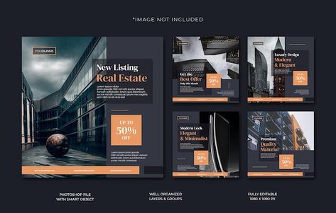 Real Estate Carousel Post, Real Estate Carousel, Real Estate Social Media Post, Photoshop Tutorial Graphics, Campaign Design, Real Estate Social Media, Real Estate Flyer Template, Pin Template, Social Media Post Template