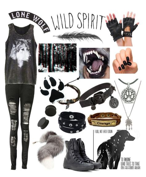 Therian by dysfunctional-daydream on Polyvore featuring polyvore, Boohoo, Converse, Vance Co., BillyTheTree, With Love From CA, Incoco, Bottega Veneta, KAOS, Cool Shit, Niclaire, fashion, style and clothing Wolf Therian Outfit, Werewolf Inspired Outfits, Werewolf Core Outfits, Therian Outfit Ideas, Wolf Inspired Outfits, Werewolf Outfit, Therian Outfits, Wolf Clothes, Wolf Outfit