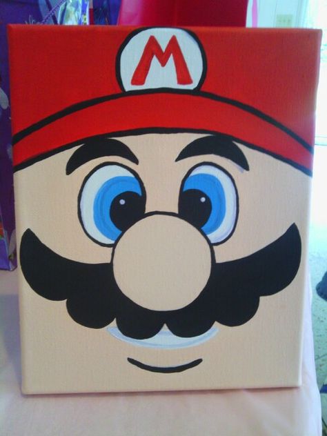 Mario Bros Painting Canvas, Mario Characters Painting, Super Mario Canvas Painting Easy, Super Mario Bros Painting Ideas, Easy Mario Painting, Mario Acrylic Painting, Mario Canvas Painting Easy, Super Mario Painting Ideas, Super Mario Canvas Painting