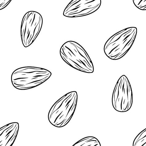 Almond Tattoo Nut, Almond Tattoo, Almond Drawing, Almond Illustration, Almond Logo, Elements Canva, Keyword Elements Canva, Fruit Vector, Almond Nut