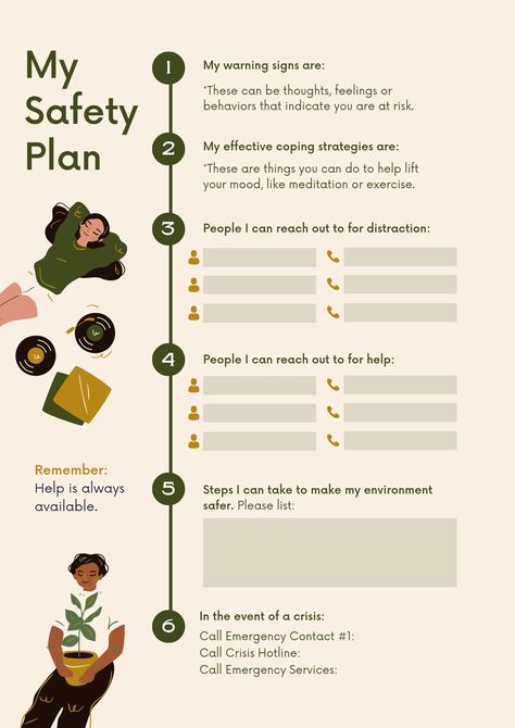 Safety Plan For Teens, Seeking Safety Group Activities, Safety Plan For Kids Mental Health, Hospital Social Work, Family Safety Plan, Safety Plan Template, Therapy Templates, Safety Planning, Seeking Safety