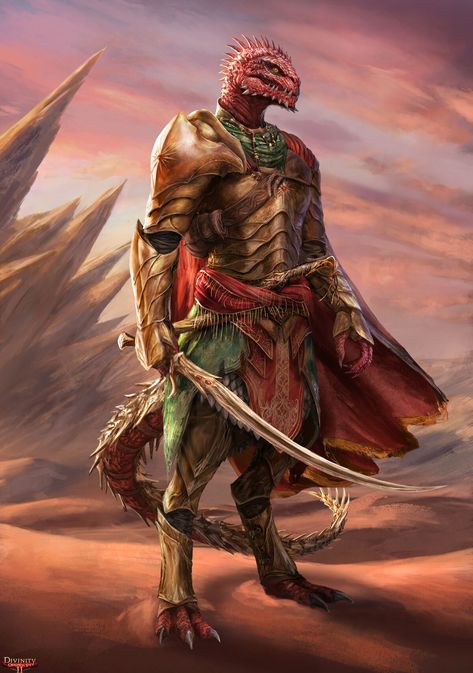 The Red Prince Divinity Original Sin 2, Dnd Dragonborn, Divinity Original Sin, Heroic Fantasy, Dragon Rpg, Golden Dragon, Dragon Knight, Image Painting, Fantasy Races