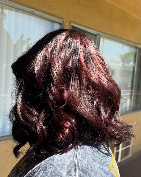 Cherry Cola forever ❤️🤎❤️🤎 - Formula: •Redken Colorfusion 3Vr •Redken Colorfusion 4BR •Redken HI-fusion RED Ratio: 1:1:1/4 ‼️DISCLAIMER: she did start out with black box dye so we lightened her her with bleach wash before applying formula from above‼️ - #redken #redkenobsessed #redkencolor #redkencolorfusion #flashlift #olaplex #cherrycolahair #brownred #colorcorrection #byebyeblackboxdye #redhair #hairstylist #kenra #bigsexyhair #oliviagarden #dysonairwrap #dyson #babylissprousa Cherry Cola Hair, Box Dye, Olivia Garden, Redken Color, Cherry Cola, Bleach Wash, Black Box, Color Correction, Red Hair