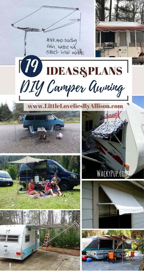 19 Ways to Build a DIY Camper Awning Diy Trailer Awning, Diy Camper Awning How To Make, Diy Awning Camper, Casita Camper, Cabover Camper, Camper Awning, A Frame Camper, Trailer Awning, Trailer Bar