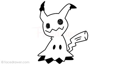 how to draw mimikyu step 12 Mimikyu Drawing Easy, Pokemon Tattoo Mimikyu, Mimikyu Tattoo Ideas, Simple Pokemon Tattoo, Mimikyu Tattoo, Pokemon Step By Step, Snorlax Pokemon, Pokemon Tattoos, Pikachu Tattoo