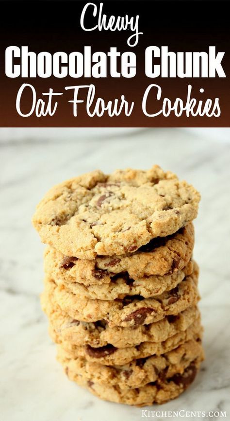 Chocolate Chip Cookies With Oat Flour, Chocolate Chunk Cookies Recipe, Oat Flour Cookies, Chunk Cookies Recipe, Chocolate Chip Recipe, Oat Cookie Recipe, Oatmeal Flour, Chewy Sugar Cookie Recipe, Oat Flour Recipes