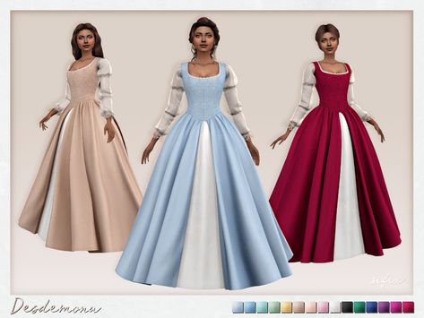 Sifix's Desdemona Dress Sims 4 Tudor Dress, The Sims 4 Cc Medieval Dress, Sims 4 Queen Dress, Sims 4 Cc Princess Dresses, Sims 4 Ball Gown, Sims Castle, Athena Dress, Miranda Dress, Sims Medieval