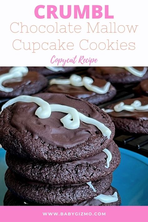 Chocolate Mallow Cupcake Cookies Cookies Crumbl Copycat, Cookies Crumbl, Crumbl Copycat, Hostess Snacks, Circus Animal Cookie, White Marshmallows, Chocolate Cake Cookies, Big Cookie, Cookie Dough Balls