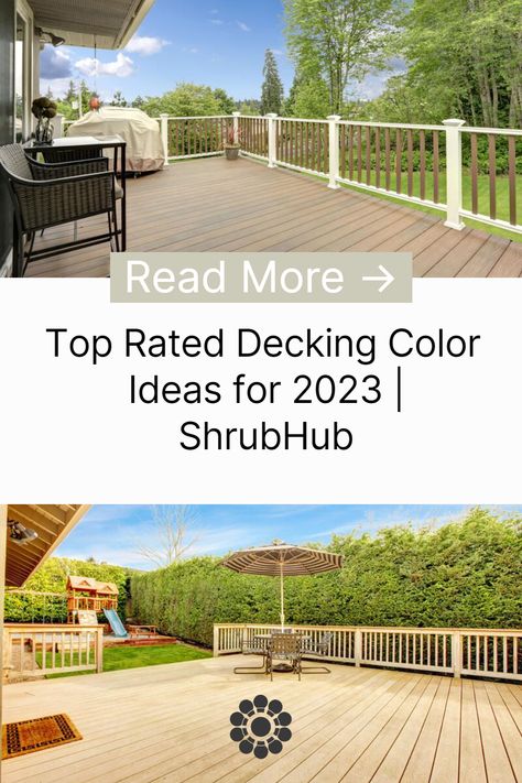 Whether you live in the city, the suburbs, the country, or by the sea, a deck is a welcome place to soak up the sun. To design the perfect deck, you must choose a color that complements the exterior of your home. Deck Colors For Tan House, Deck Paint Colors, Best Deck Stain, Grey Deck, Deck Stain Colors, Tan House, White Deck, Deck Colors, Deck Paint