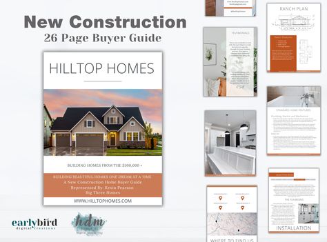 New Home Checklist, Custom Home Building, Listing Presentation, Welcome Packet, Building Process, Real Estate Templates, Realtor Marketing, Home Building, Home Builder