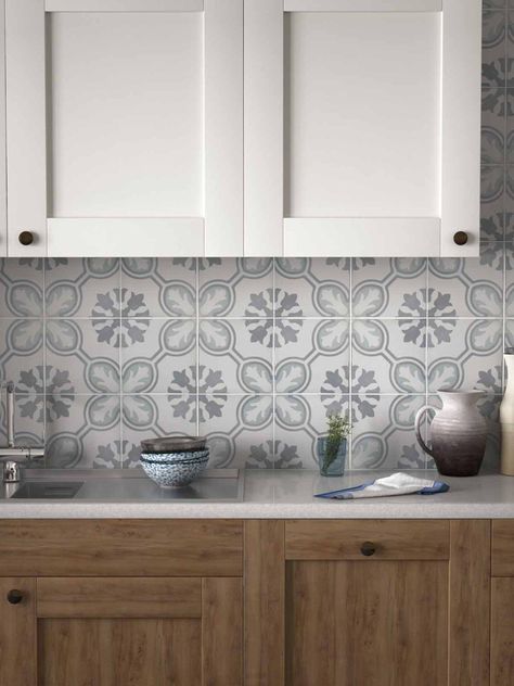 Topps tiles amberley orchid 45.2cm x 45.2cm (box of 5 tiles) the amberley orchid tile from our statements range brings Bathroom Wall Tiles, Vintage Colour Palette, Encaustic Tiles, Topps Tiles, Small Tiles, Stunning Bathrooms, Kitchen Splashback, Encaustic Tile, Bathroom Wall Tile