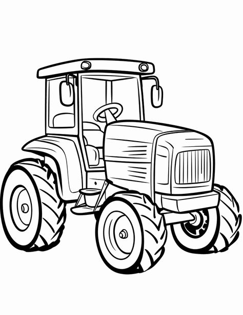 Easy Tractor Outline for Beginners Coloring Page - A simple, easy-to-color outline of a basic tractor, suitable for young children. Tractor Coloring Pages Free Printable, Tractor Colouring, Tractor Outline, Motorcycle Coloring Pages, Tractor Silhouette, Tractor Drawing, Cute Art Projects, Tractor Coloring Pages, Coloring Pages Cute