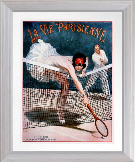 La Vie Parisienne magazine. 22 May 1926. CC0. 1 6.00" x 21.29". Reproduced on 55 lb., 10.4 point thick acid-free archival paper. Matte finish with a smooth surface. Fade-resistant with 90+ years archival rating. Custom framing options available https://www.zazzle.com/anyone_for_tennis_vintage_french_print-228341378681095718 #tennis #sport #humour #humor #French #1920s #print Old France Aesthetic, Retro Magazine Covers, Old Magazine Covers, 1920s France, Tennis Wall Art, Tennis Wall, Advertising Archives, Advertising Slogans, Poster Display