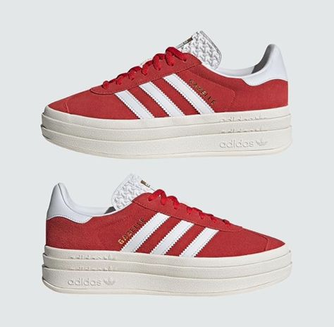 Adidas Women's Gymnastics Shoes Sneaker Gazelle Platform, Gazelle Bold Shoes, Red Adidas Shoes, Adidas Gazelle Bold, Dream Shoe, Gymnastics Shoes, Gazelle Bold, Bold Shoes, Trendy Shoes Sneakers