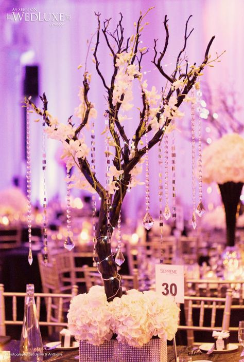 Gorgeous centerpiece Indian Wedding Centerpieces, Tree Branch Centerpieces, Branch Centerpieces Wedding, Vintage Wedding Centerpieces, Branch Centerpieces, Tall Wedding Centerpieces, Tree Centerpieces, Hollywood Wedding, Wedding Reception Centerpieces