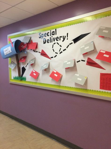 Letter Writing Bulletin Board Ideas, Post Office Bulletin Board Ideas, Mailbox Bulletin Board Ideas, Letter Bulletin Board Ideas, 3 D Bulletin Board Ideas, Lesson Plan Bulletin Board, Information Boards Ideas, School Club Bulletin Board Ideas, Teacher's Day Bulletin Board Ideas