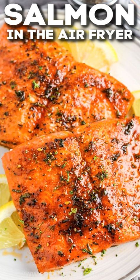 Crispy Salmon Air Fryer Recipes, Salmon In The Air Fryer, Fried Salmon Recipes, Salmon In Air Fryer, Air Fryer Recipes Salmon, Seasoned Salmon, Salmon Fillet Recipes, Air Fryer Fish Recipes, New Air Fryer Recipes