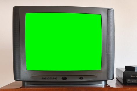 Old black vintage green screen TV from 1980s 1990s 2000s for adding new images to the screen, VCR in the background of wallpaper. Tv Green Screen, New Images, Green Screen, Black Vintage, Of Wallpaper, Screen Tv, Something To Do, Screen, Tv