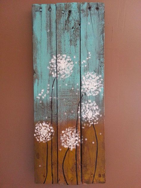 painting on wood 15 Barn Wood Projects, Reclaimed Wood Projects, Pallet Creations, Pallet Crafts, Pallet Painting, Diy Holz, Pallet Art, Barnwood, Pallet Projects